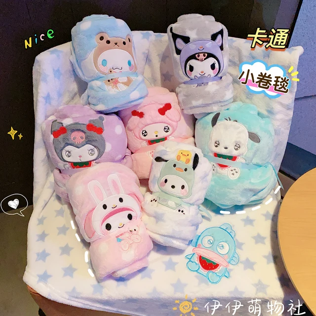 Sanrio Pochacco Cinnamoroll Plush Rolled Blanket Cute Cartoon Anime Kuromi My Me - $15.34