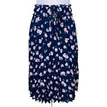 Maison Jules Pleated Skirt Medium Floral Print Midi Ruffle Trim Smocked ... - $22.76