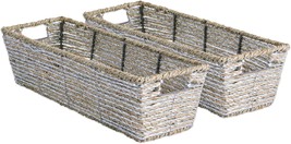 Dii Trapezoid Seagrass Metallic Basket, 16X5X4-Set Of 2, Silver - £30.83 GBP