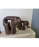 Elephants Mother And Baby Bronze Glaze  Ceramic NOS - £27.13 GBP