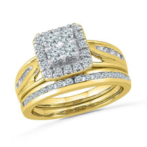 10kt Yellow Gold Round Diamond Bridal Wedding Engagement Ring Band Set 1... - $1,350.00