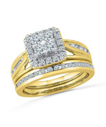 10kt Yellow Gold Round Diamond Bridal Wedding Engagement Ring Band Set 1... - €1.172,68 EUR
