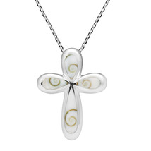 Rounded Edge Cross Swirl Shiva Shell .925 Sterling Silver Necklace - £21.89 GBP