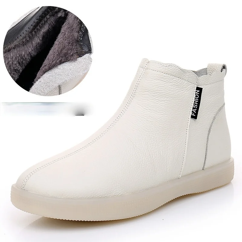 Fujin Spring Leather  Women Ankle Boots Waterproof Slip on Super Comfortable Boo - £99.38 GBP