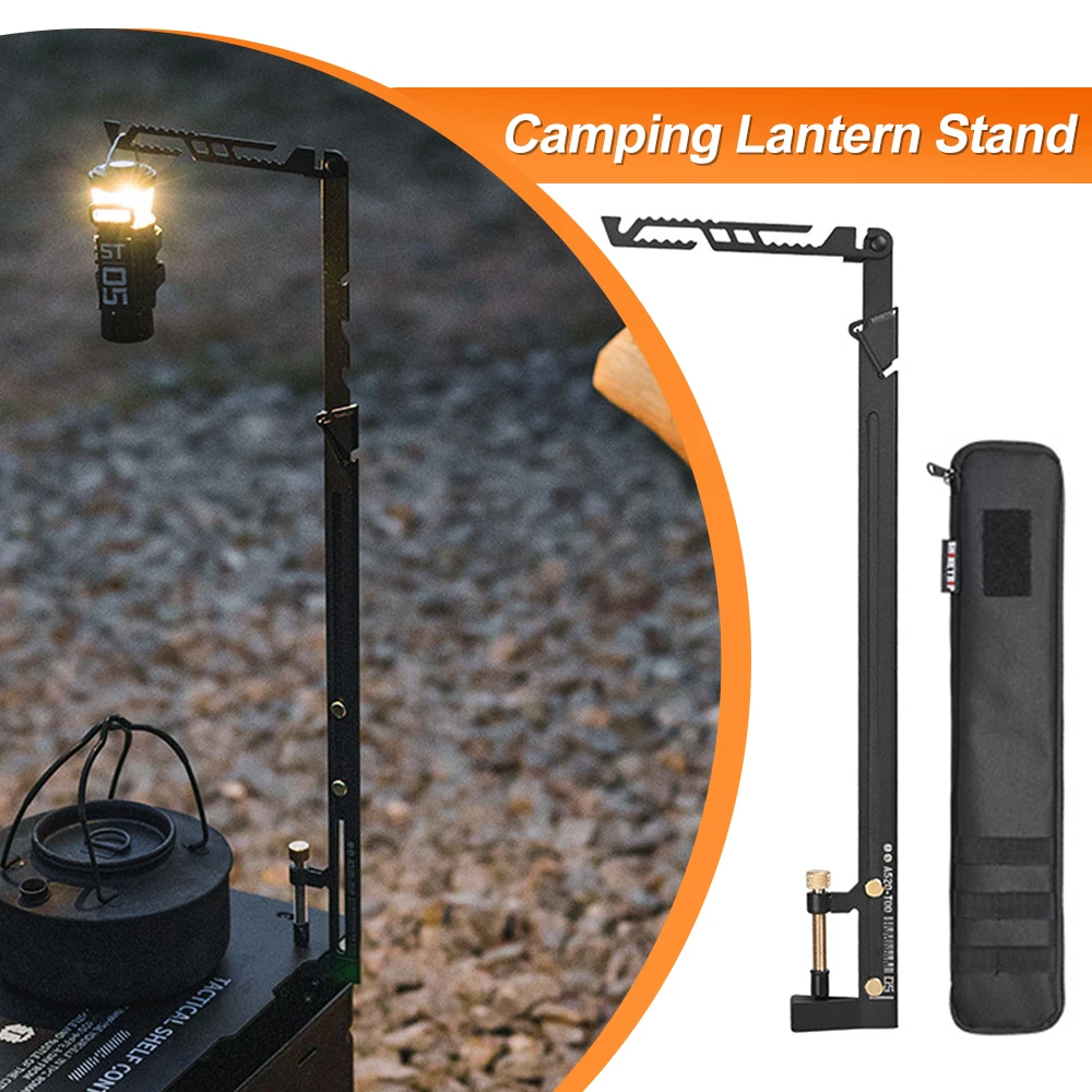 Camping Lamp Post Pole Ultralight Foldable Outdoor Portable Hanging Light Stand - £27.65 GBP+