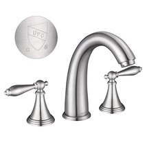 Widespread Sink Faucet 3 Hole 2 Handle Mixer Tap Solid Brass Brushed Bat... - £93.60 GBP