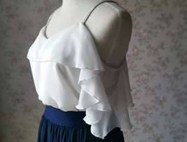 2-Piece Summer Bridesmaid Dress Plus Size Maxi Chiffon Skirt White Chiffon Top image 6