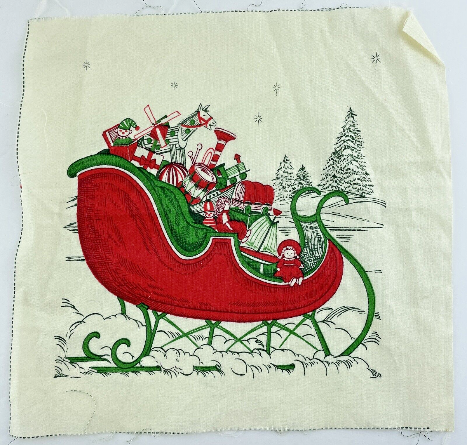 Fabric Craft Project  2 Angel Ornaments  1 Christmas Tree and 1 Sleigh Pillow Item image 5