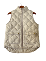 J. CREW Womens Vest Cream Sleeveless EXCURSION Quilted Full Zip Size S - £14.28 GBP