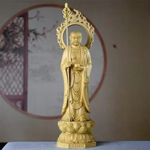 Solid wood carving Ksitigarbha Decorative Hand-carved Chinese Buddha Statue - £30.93 GBP