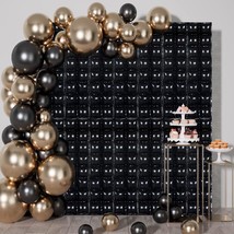 Black Foil Balloon Wall For Party Decorations, 8Pcs Square Sequin Black Shimmer  - £26.88 GBP