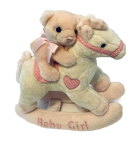 Aurora Pink Baby Girl Plush Musical Rocking Horse plays Brahams Lullaby - £17.36 GBP