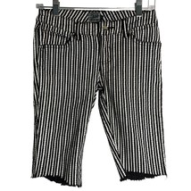Vintage 90s TRIPP NYC Capri Cut Off Pants 5 Black White Stripe Pockets Goth Rave - £55.24 GBP
