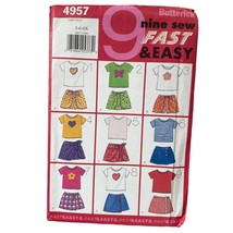 Butterick Sewing Pattern 4957 Top Shirt Shorts Skort Skirt Girls Size 5-6X - $8.99