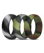 Silicone Wedding Rings (Set of 3) Color - Camo Combo 2 Mens Safety Rings  - £13.14 GBP
