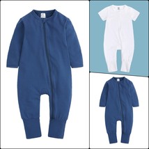 ROMPER PLAY-N-SLEEP Long Sleeve Mitted Footed Double Zipper Cotton 4-Siz... - $21.99