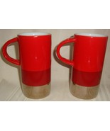 Starbucks Red Burgundy Silver 8oz Espresso Latte Mug Set of 2 NO SPOON  ... - £11.43 GBP