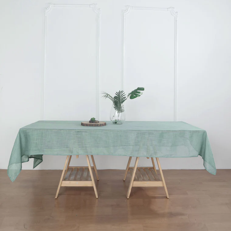 Dusty Blue - 60x102&quot; Rectangular Tablecloth Premium Faux Linen Wrinkle Free - £32.61 GBP