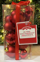 Holiday Time 20 Red Mini Shatterproof Ball Glitter Shiny Christmas Ornam... - £8.79 GBP