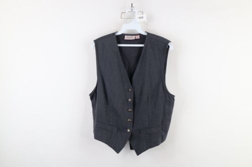 Vintage 90s Streetwear Womens Large Faded Blank Buckle Back Vest Jacket ... - $39.55