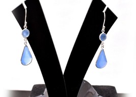 925 Sterling Silver Handmade Chalcedony Gemstone Earrings Her Party Gift ES-1405 - £21.87 GBP