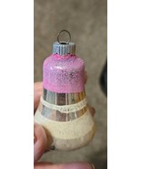vtg Antique blown Glass Christmas Ornament twisted bell w ball Drop Germany - $20.31 CAD