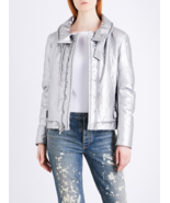 HELMUT LANG Womens Classic Jacket Astro Moto Jacket Solid Silver Size L ... - £441.08 GBP
