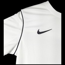 Womens White Athletic T Shirt Medium Nike with Black Stripe Soccer Workout - $34.92 CAD