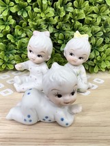 3 Vtg Porcelain Baby Girls Sitting Bisque Miniature Figurines Pajamas Napco - £14.70 GBP