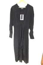 NWT The Kooples 4 Plain Luxury Black Viscose Silk Long Sleeve Wrap Maxi Dress - £75.91 GBP