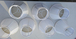 24GG09 SET OF 7 MINI-LAMPSHADES, FROM CHANDELIER, FOR CANDELABRA BULBS, VGC - £14.90 GBP