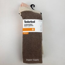 Timberland Cushioned Boot Socks Womens 2 Pair Brown Cream Pink 3% Wool New - $17.81
