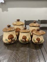 1970s Vintage Arnels Mushroom Canister Set of 5 Excellent Condition Rare - $346.49