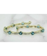 10.20Ct Round Cut Simulated Blue Topaz Bracelet Gold Plated 925 Silver  - €172,58 EUR
