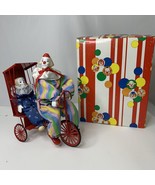 Vintage 1984  Enesco Clown on Pedicab with Small Clown Porcelain 31941 W... - $27.12