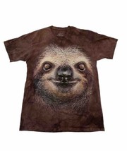 The Mountain T Shirt Sloth Face Graphic Brown Tie Dye Cotton Short Sleeve Medium - $14.03
