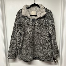 Altar&#39;d State Gray Fuzzy Quarter Zip Sherpa Pullover Sweatshirt Size Large Lined - £19.46 GBP