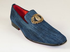 Mens AFTER MIDNIGHT Casual Comfort shoes Lion Ornament Faux Leather 6911 Denim - £23.97 GBP