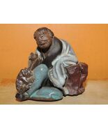 Unique Chinese Mud Man Men 2.5" White Robe Ge/ Guan type glaze Mudman An... - $269.99