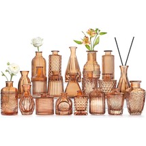 Amber Glass Bud Vases -Set Of 20 For Flowers, Small Amber Bud Vases In Bulk For  - £52.74 GBP