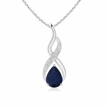 Authenticity Guarantee 
8x6mm Blue Sapphire Infinity Swirl Pendant with Diamo... - £837.89 GBP