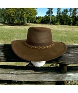Suede Leather 3&quot; Brim &amp; Mesh Airy Henschel Hat Co. H1H USA Brown Large - £23.03 GBP