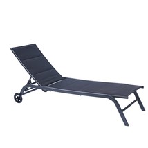 Outdoor Patio Chaise Lounge Chair, Five-Position Adjustable Metal Recliner - £112.87 GBP