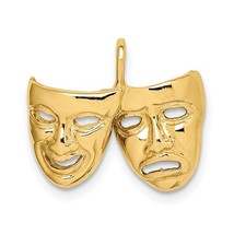 14K Yellow Gold Comedy-Tragedy Drama Mask Pendant - £220.53 GBP