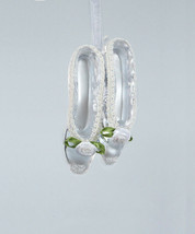 Kurt Adler Acrylic Clear Ballet Slippers w/GREEN Bow & Flower Christmas Ornament - £7.16 GBP