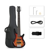  Glarry Full Size GIB 6 String H-H Pickup Electric Bass Guitar Bag Strap Pick Co - $198.79