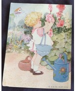 Cute Colorful Vintage G. B. Co. Joliet Card Front – Cute Gardening Scene... - £6.25 GBP