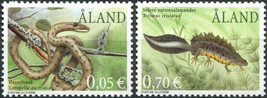 Aland Island. 2002. Fauna. Reptiles and Newts (MNH **) Set of 2 stamps - £0.89 GBP