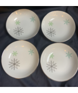 4 Vtg Harmony House Japan Snowflake Atomic Winter Berry Bowls 5.5” Silve... - £16.86 GBP