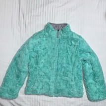 Gray Quilted Reversible Girls Size 12 Jacket Fuzzy Mint Green summer Coat - £15.51 GBP